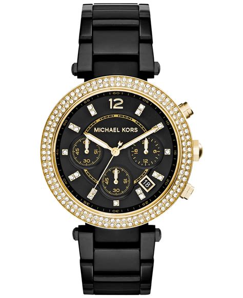 michael kors women's watch black|Michael Kors black diamond watch.